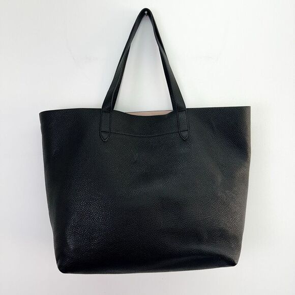 Cuyana Classic Structured Black Italian Pebbled Leather SFM Monogrammed Tote - Picture 2 of 11